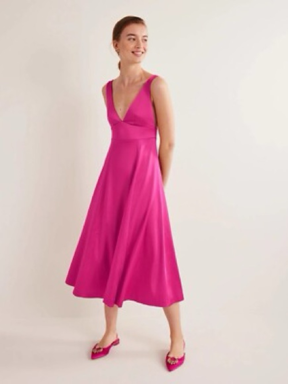 Boden Pink Satin Midi Dress NWT US 10R